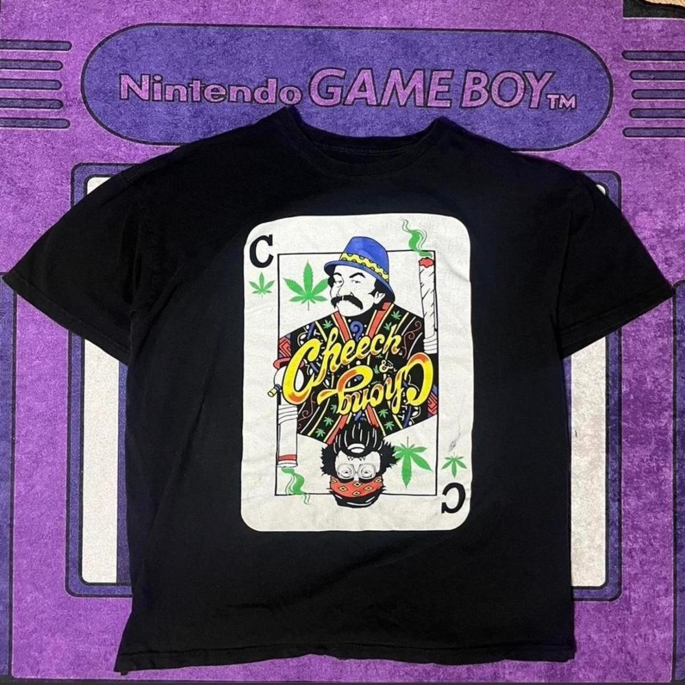 retro vintage Cheech and Chong playing card with weed